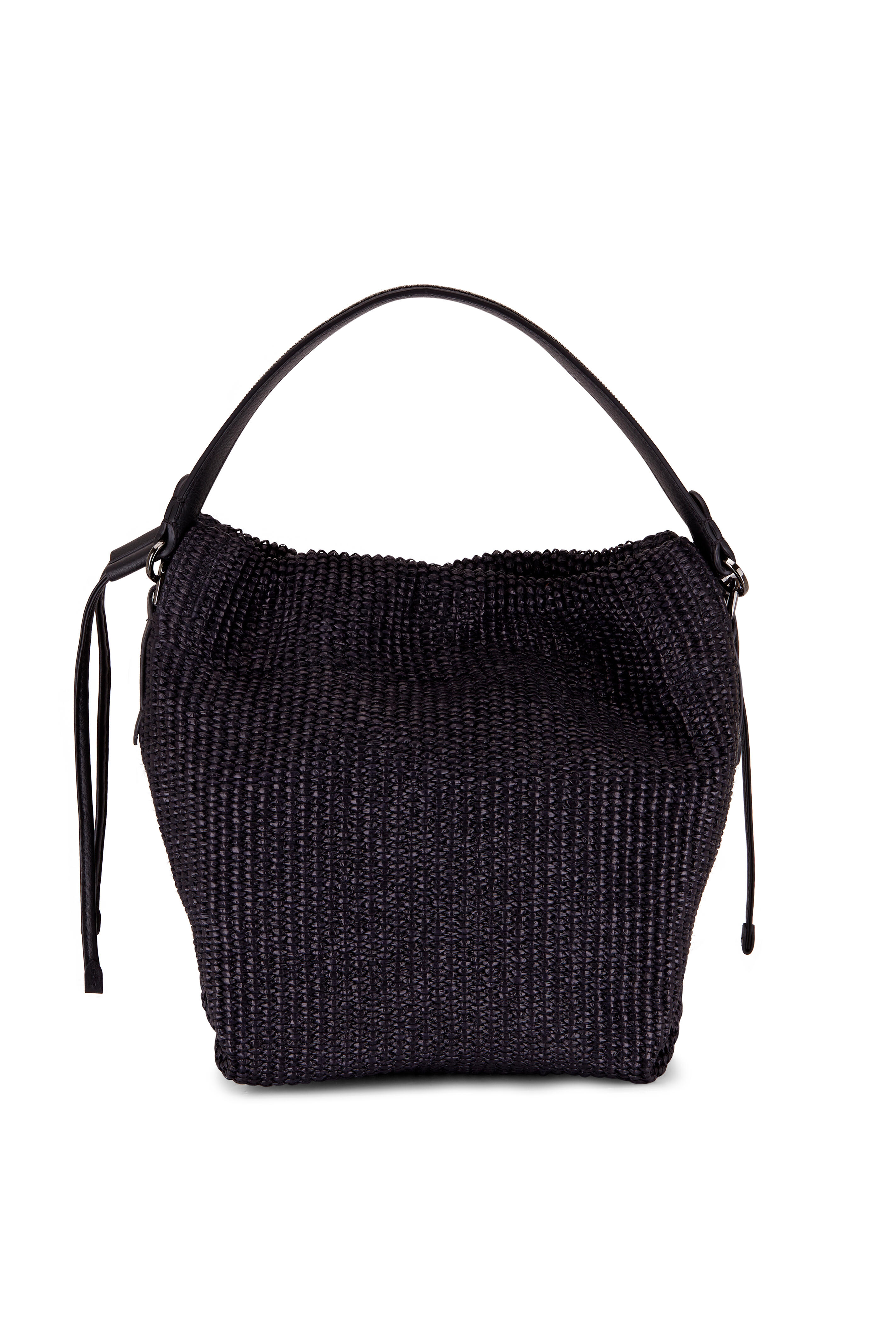 Brunello Cucinelli - Black Raffia Cinched Top Handle Shoulder Bag
