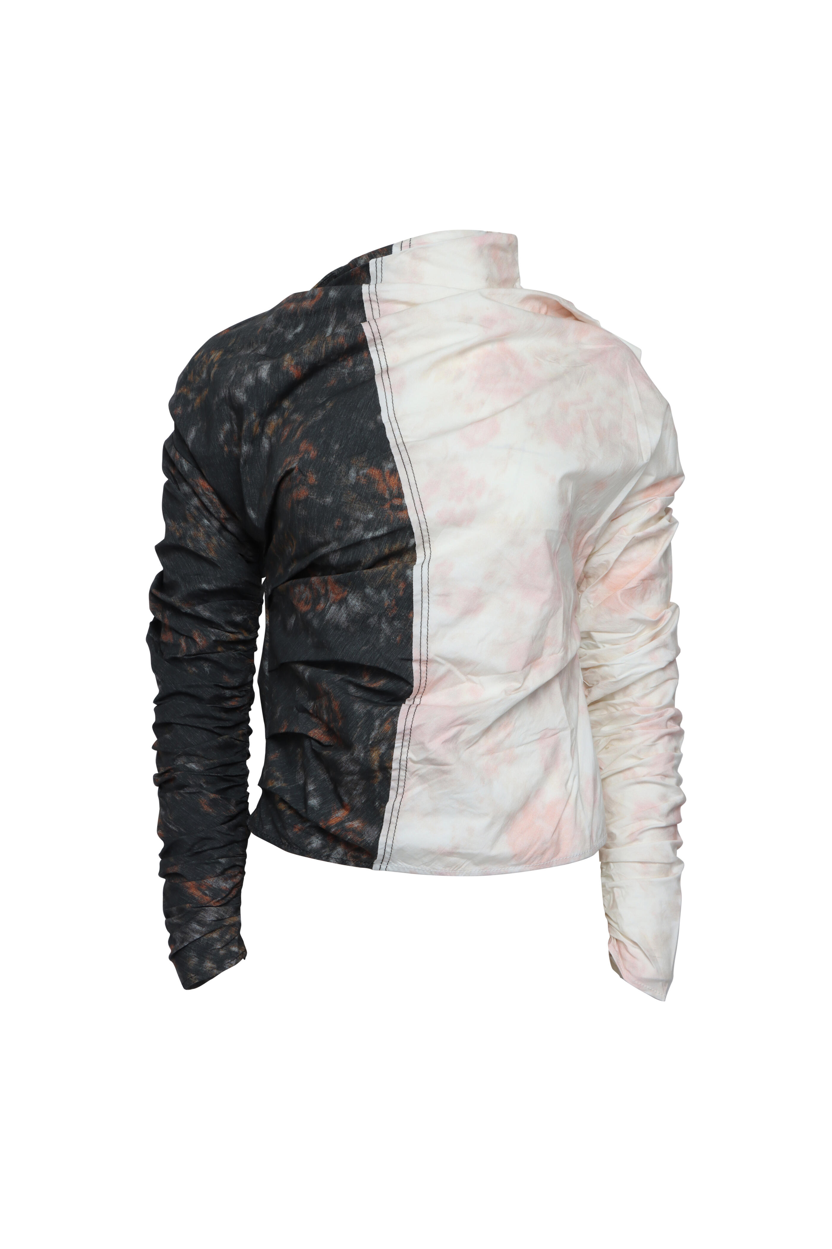 Ganni - Black & Royal Ruched Top