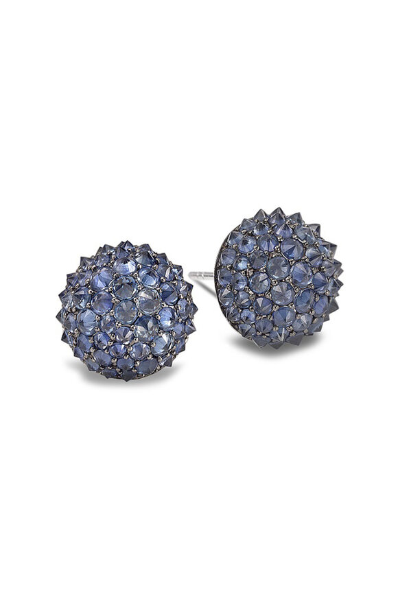 Nam Cho Blue Sapphire Half Ball Stud Earrings 