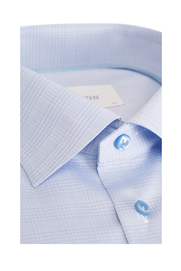 Eton Blue Prince Of Wales Check Cotton Dress Shirt - view 2