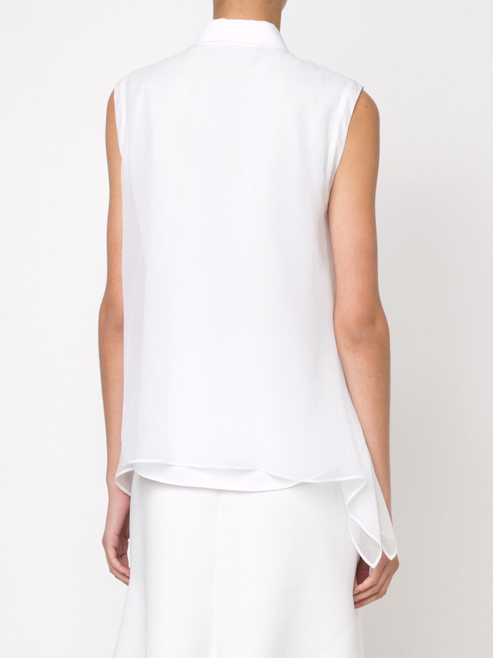 Brunello Cucinelli - White Silk Chiffon Double Layer Sleeveless Blouse