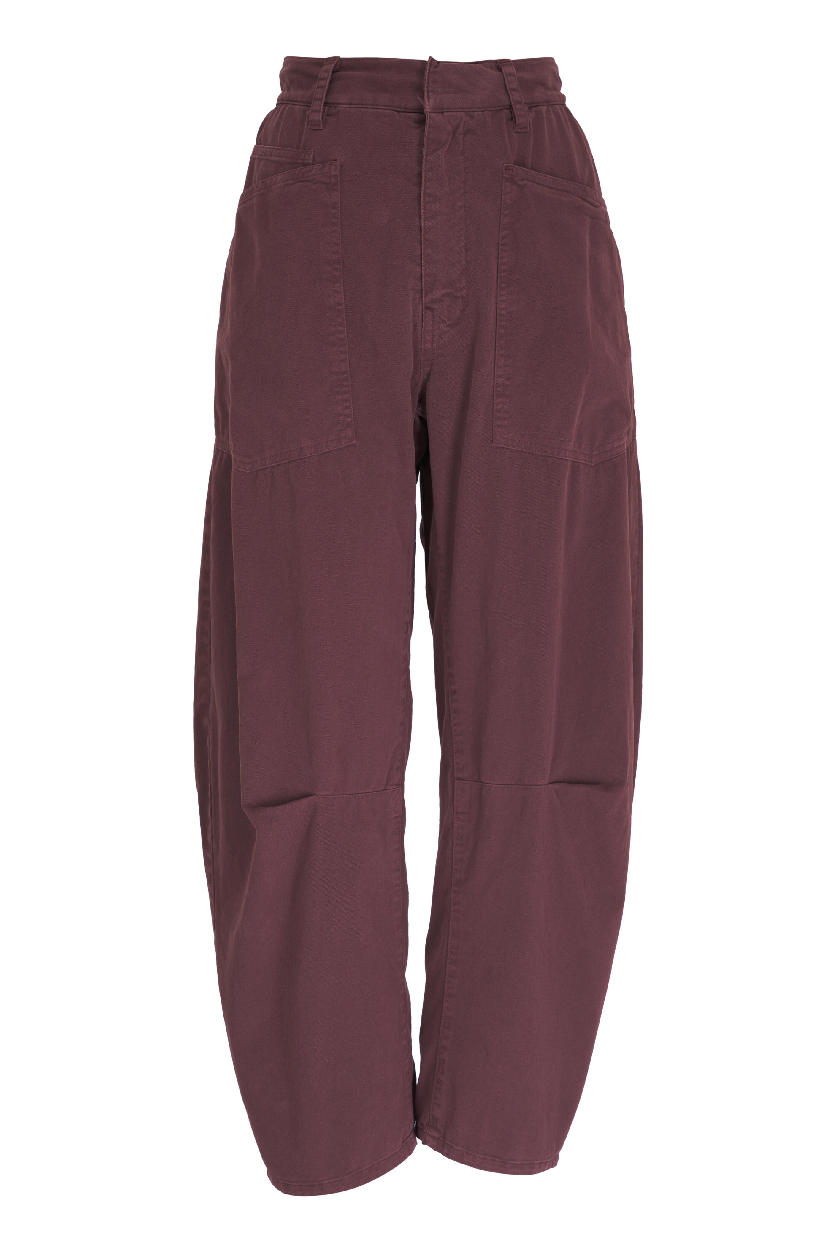 Nili Lotan - Shon Oxblood Mid-Rise Stretch Cotton Pant