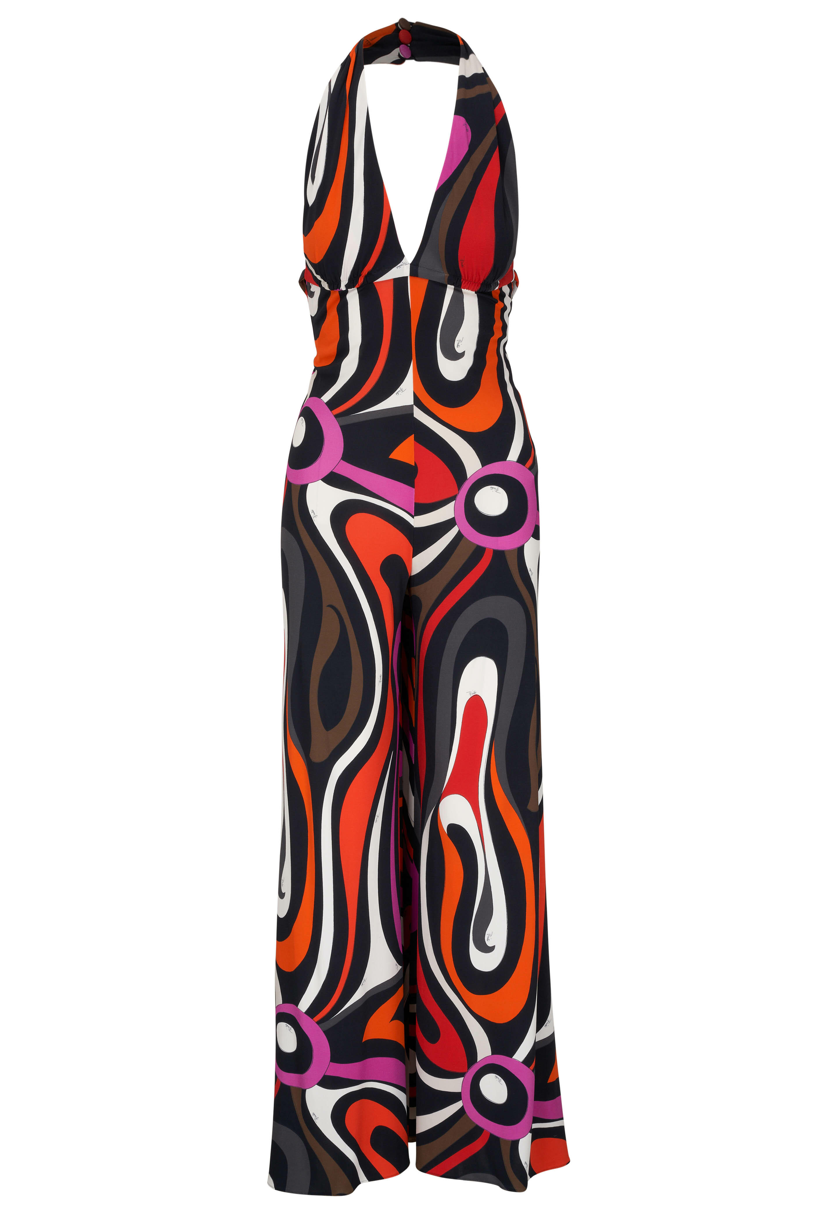 Pucci - Orange & Pink Abstract Halter Jumpsuit | Mitchell Stores
