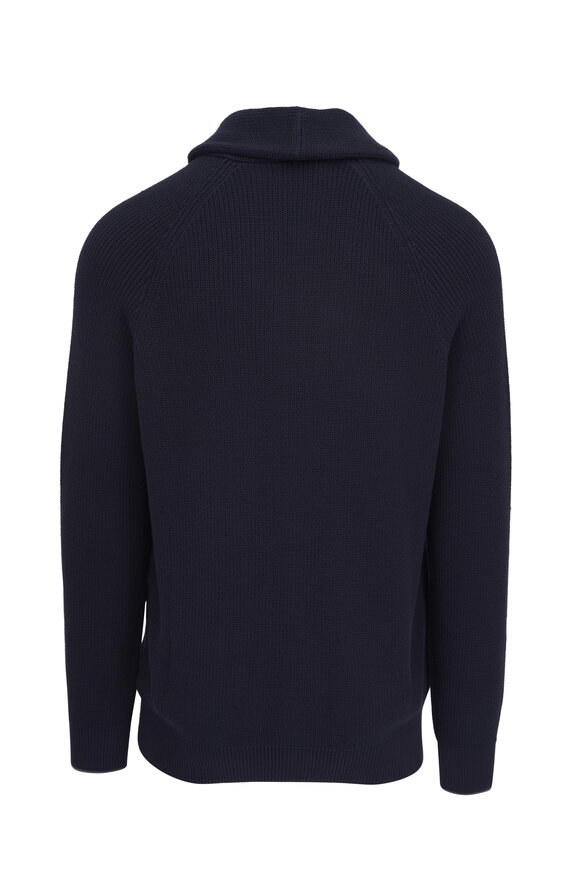 Brunello Cucinelli - Navy Cotton Ribbed Cardigan 