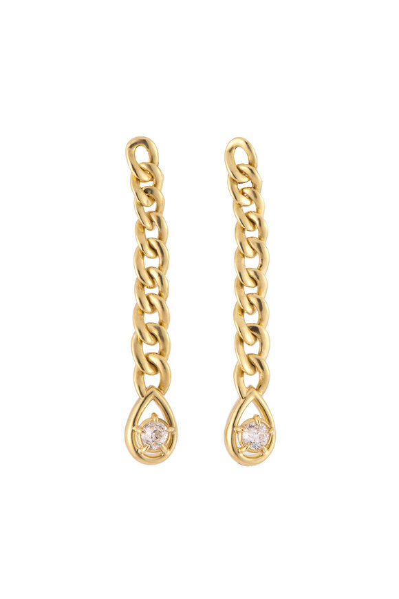 Sylva & Cie Gold Chain Diamond Earrings - view 1