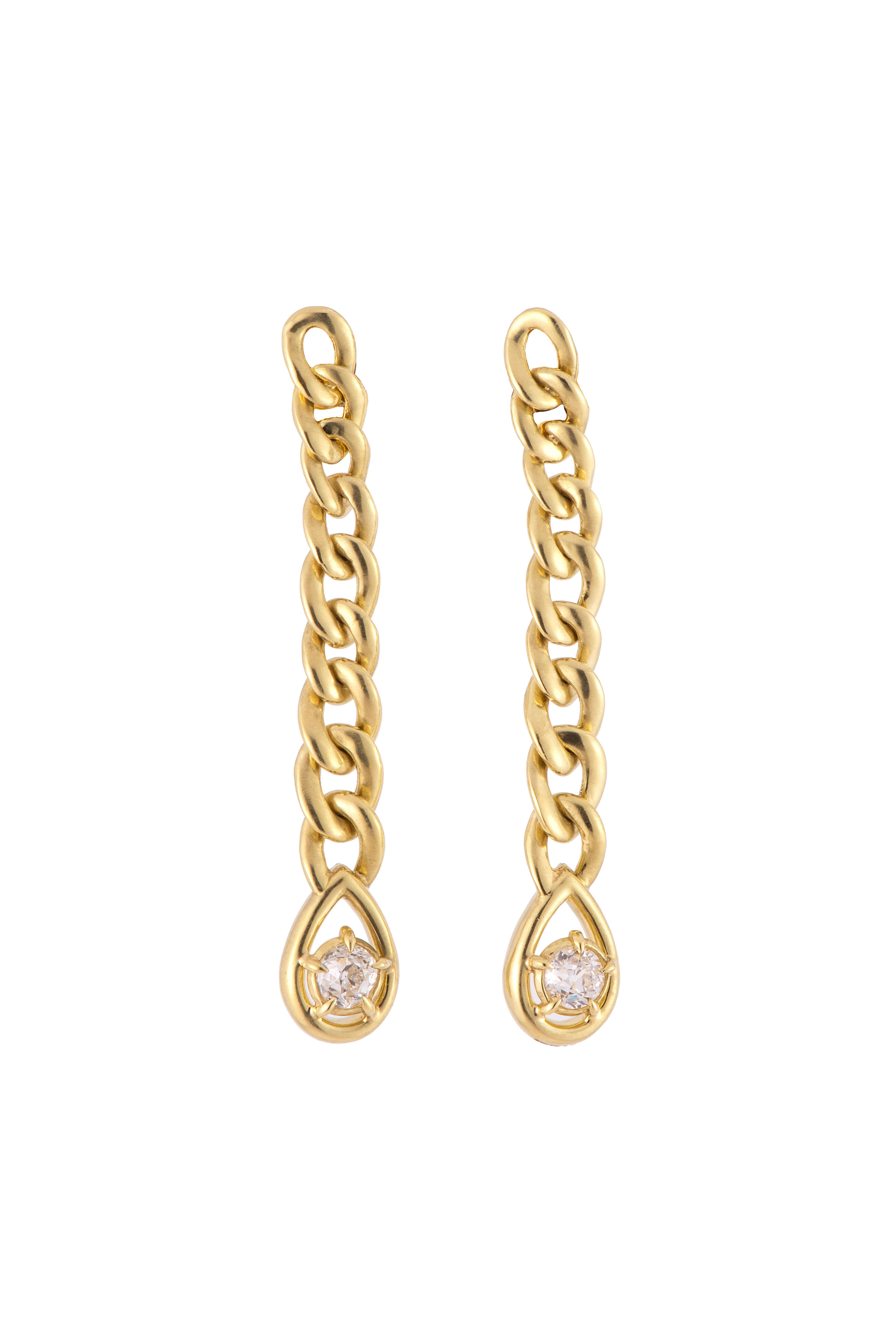 Sylva & Cie - Gold Chain Diamond Earrings - view 1