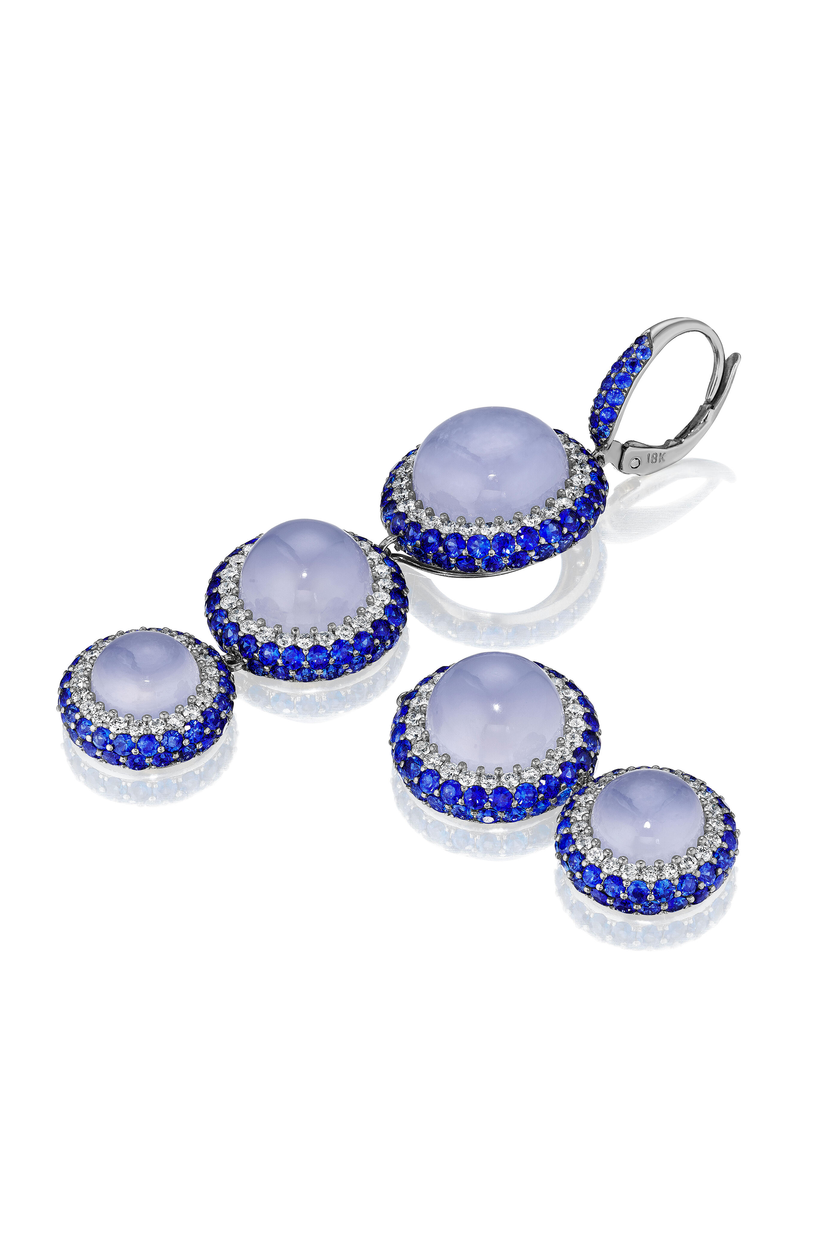 Nam Cho - Chalcedony, Diamond & Sapphire Drop Earrings
