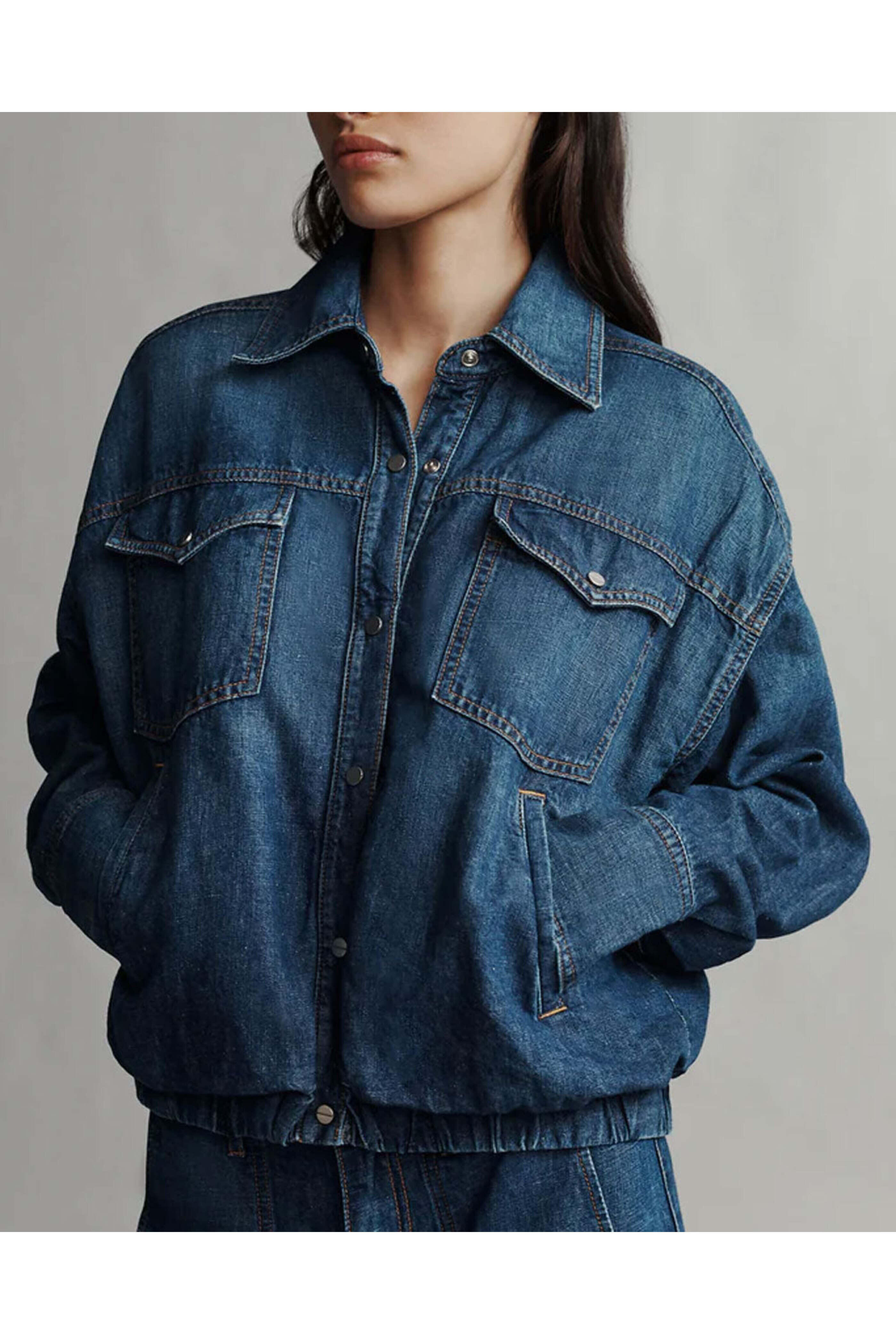 TWP - Denim Bubble Jacket in Dark Wash