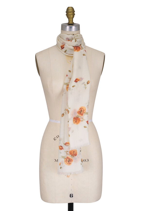 Loro Piana - Beige Linen & Silk Jacquard Scarf | Mitchell Stores
