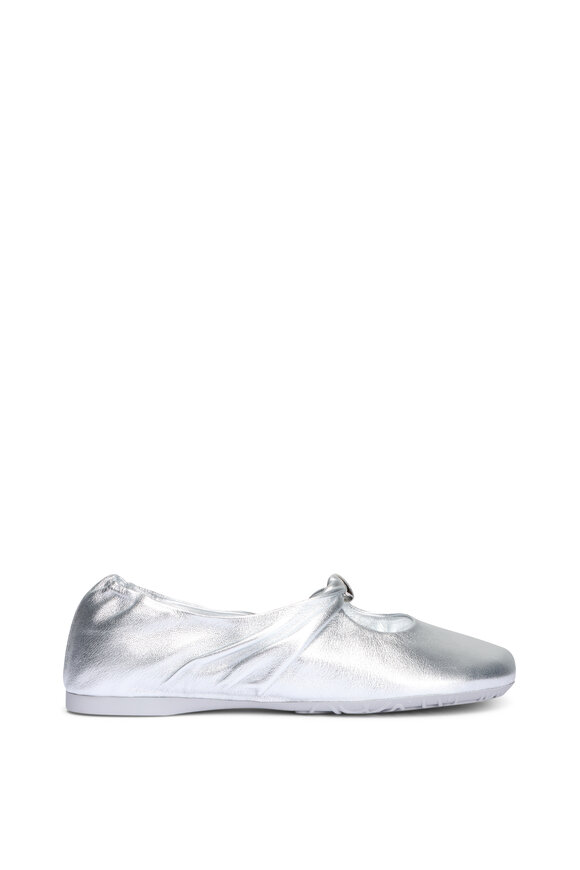 Loewe Pebble Soft Silver Leather Ballerina Flat - view 2