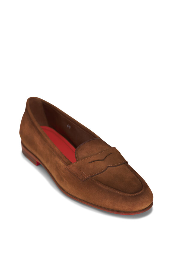 Santoni Carla Light Brown Suede Loafer 