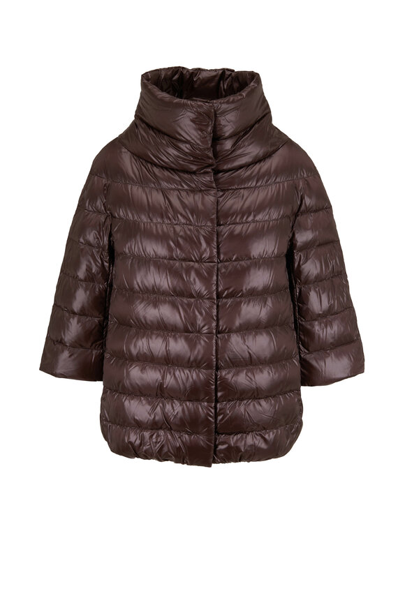 Herno - Classic Brown Three-Quarter Sleeve Puffer Jacket