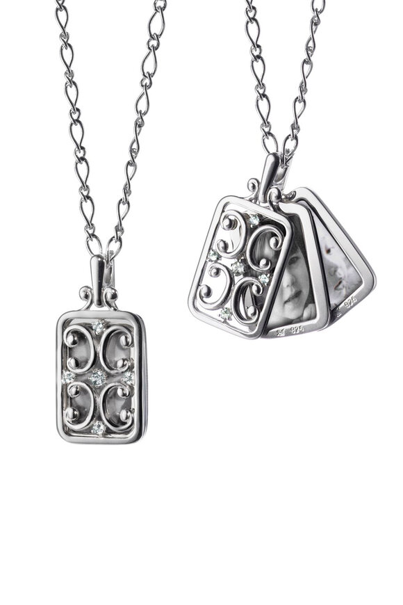 Monica Rich Kosann - Silver White Sapphire Gate Locket Necklace