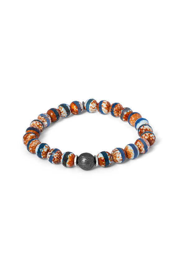 Tateossian - Blue Ruthenium Silver Lhasa Graffiato Bracelet 