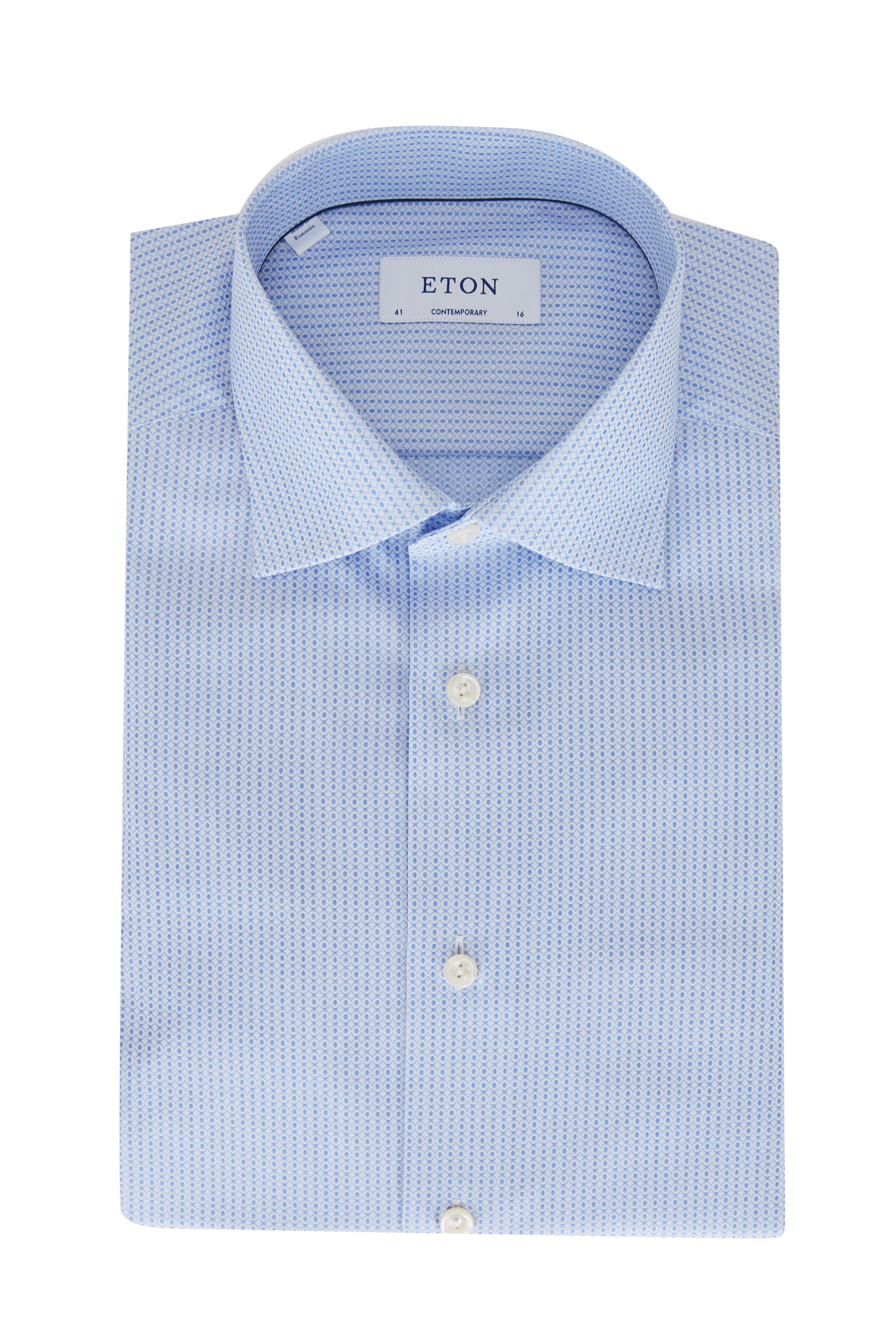 Eton - Light Blue Tonal Dots Contemporary Fit Sport Shirt