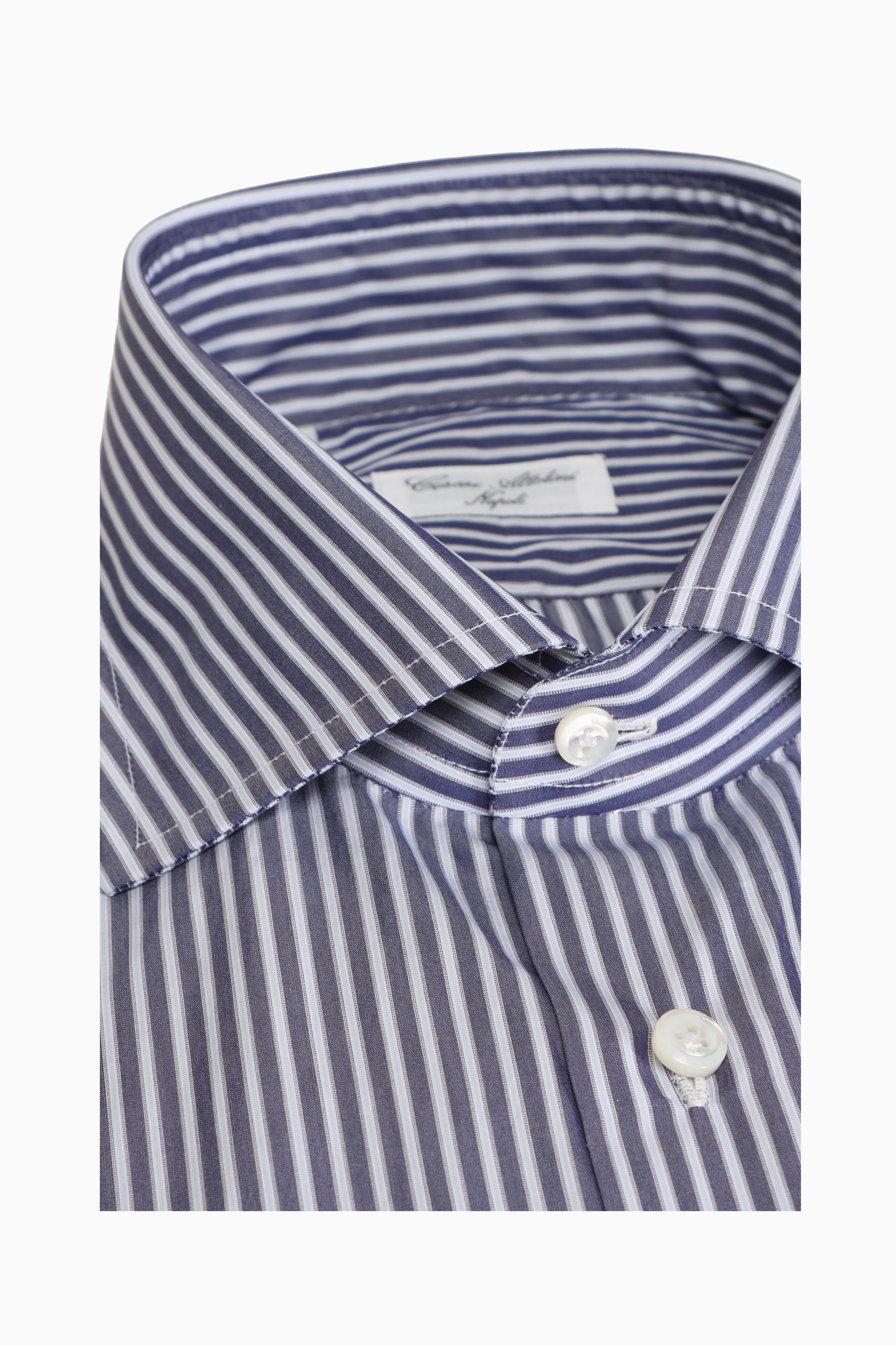 Cesare Attolini - Indigo Blue & Sky Blue Striped Sport Shirt