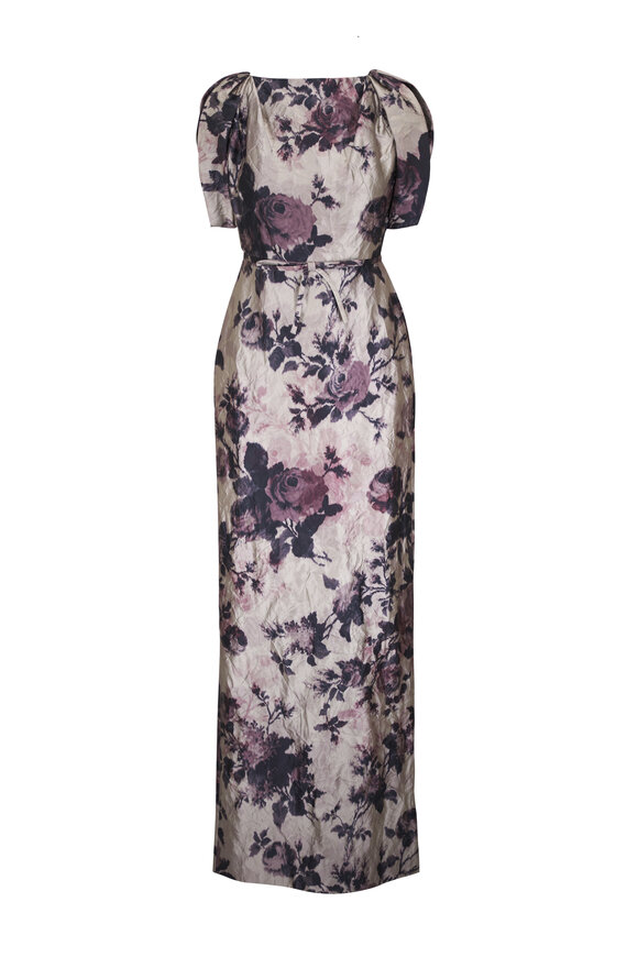 Erdem Pearl Floral Textured Satin Draped Gown - view 1