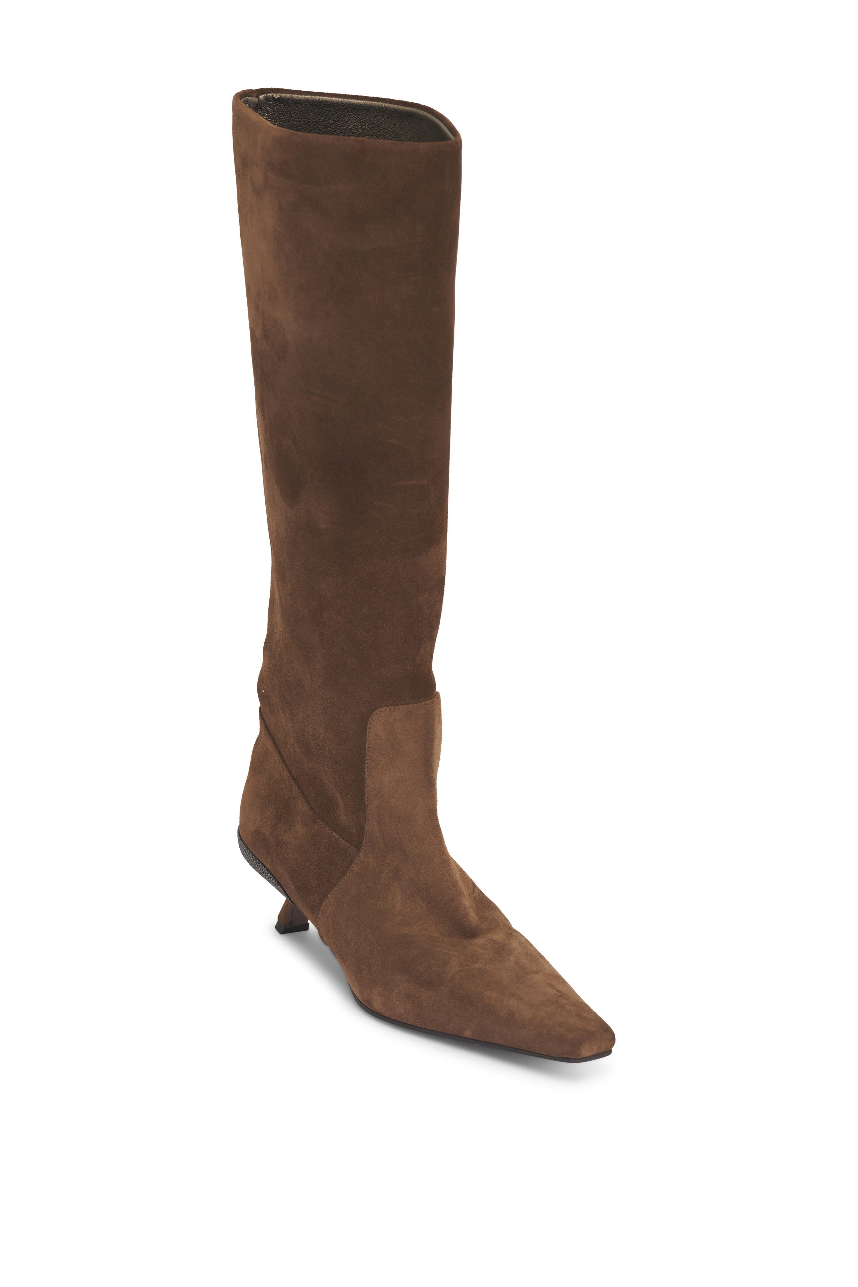 Brunello Cucinelli - City Mocha Suede Tall Boot, 45mm - view 1