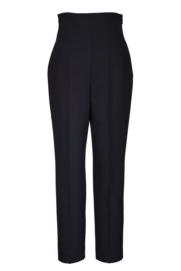 Loro Piana Joby Black Wool & Silk High Rise Pant