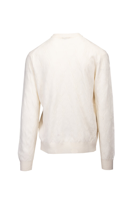 Brioni Ivory Wool & Cashmere Crewneck Sweater - view 2