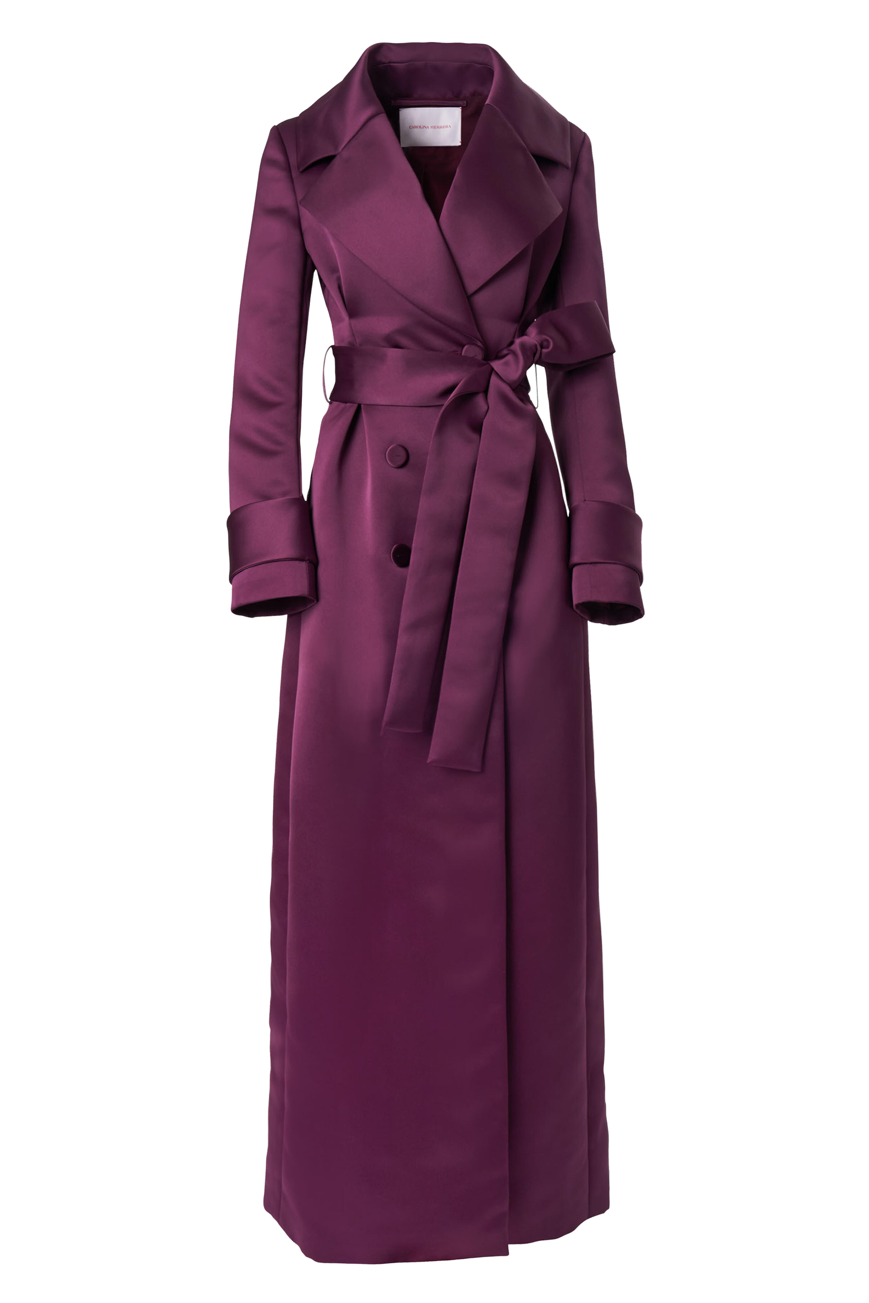 Carolina Herrera - Eggplant Satin Trench Coat