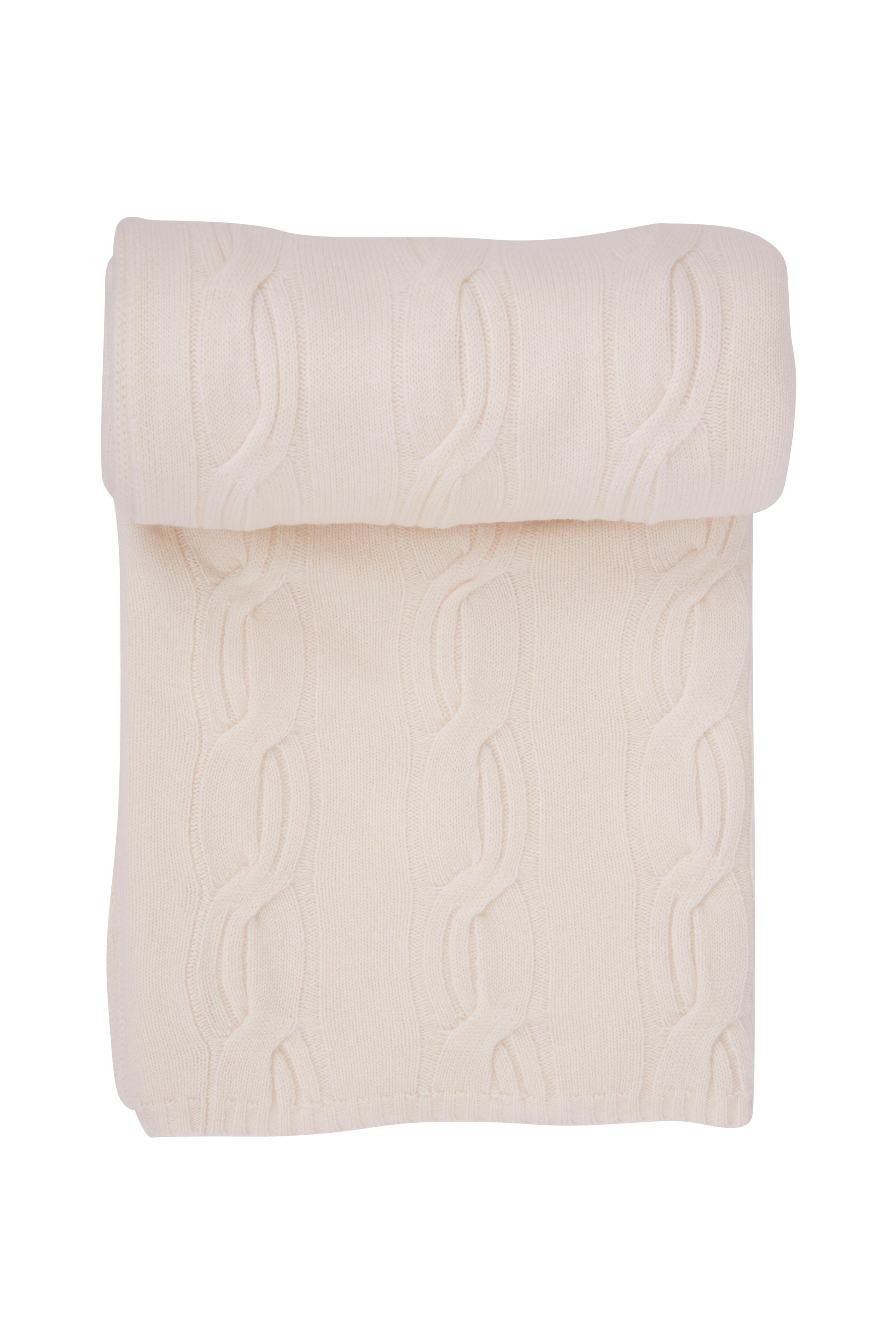 Kinross Ivory Cable Knit Throw Blanket Mitchell Stores