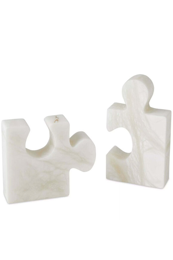 Global Views Alabaster Jigsaw Bookends in White