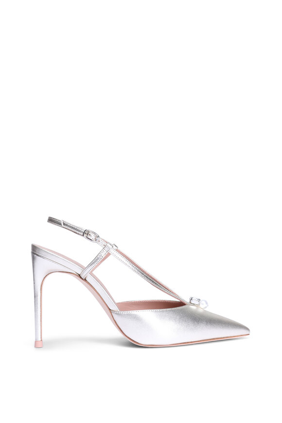Malone Souliers Moore Metallic Platino Leather Slingback Pump - view 3