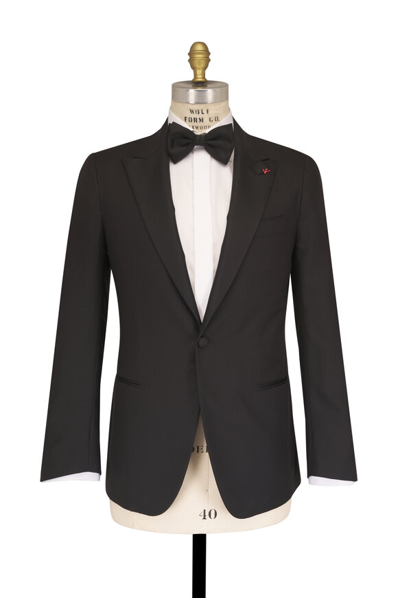 Isaia Black Peak Lapel Wool Tuxedo - view 2