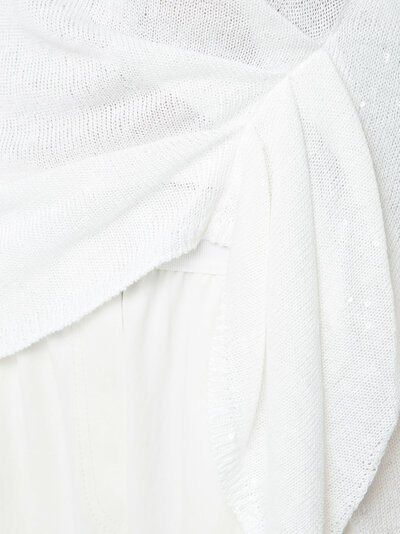 Brunello Cucinelli - White Linen Silk Pailette Gathered Side Top