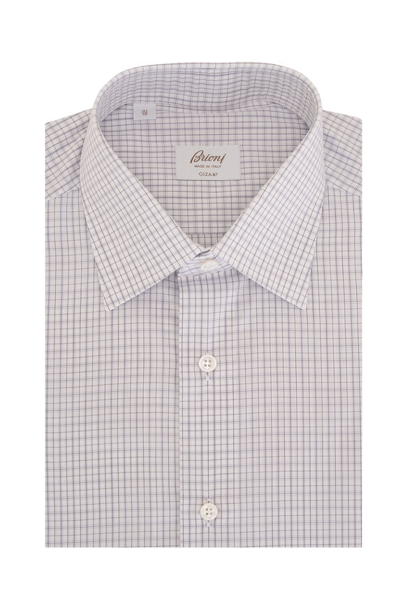 Brioni - White & Black Mini Check Cotton Dress Shirt