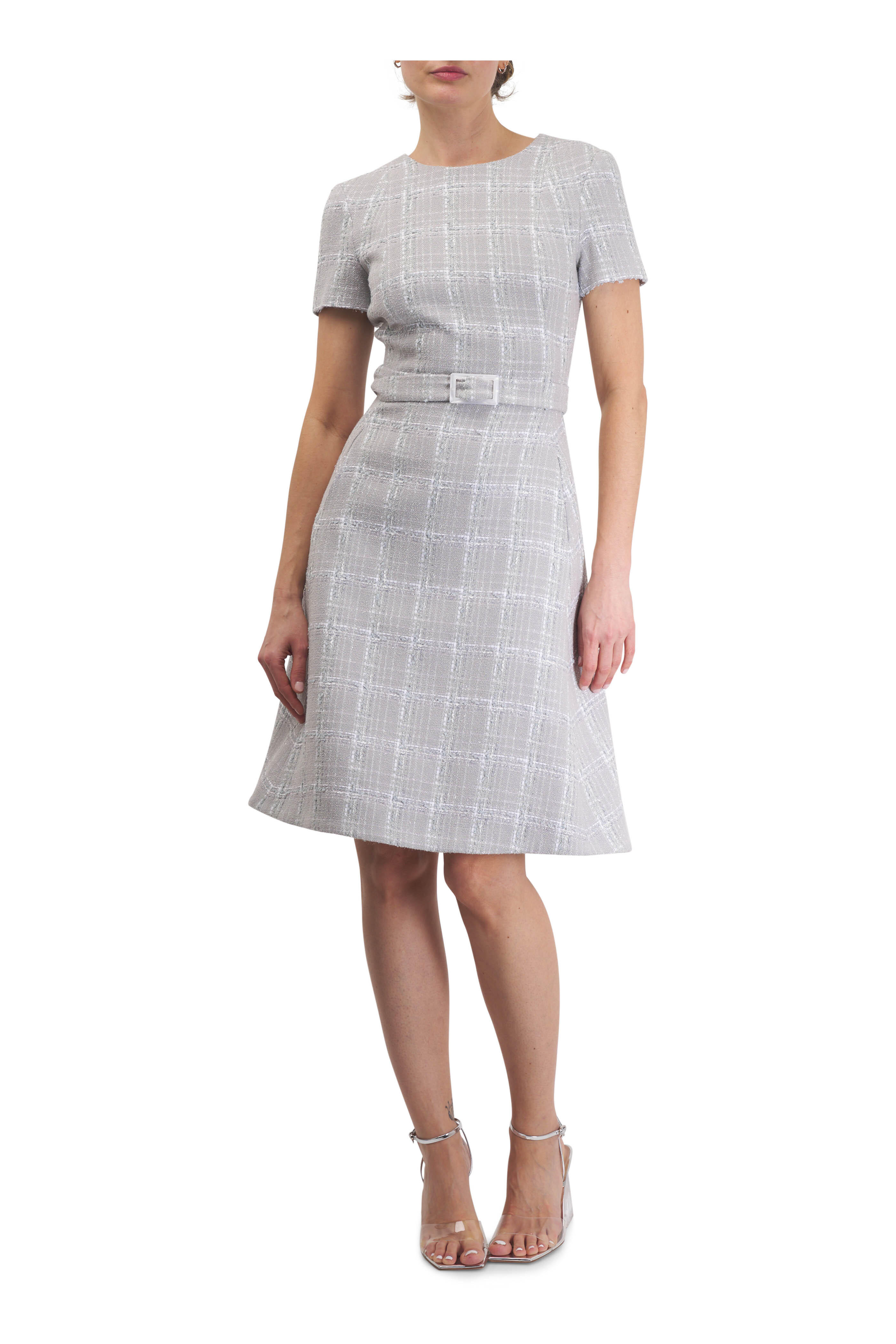 Kiton - Blue & Gray Plaid Tweed Mini Dress