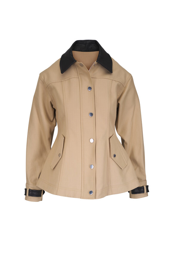 Veronica Beard Talla Sand Cotton Water-Repellant Peplum Jacket