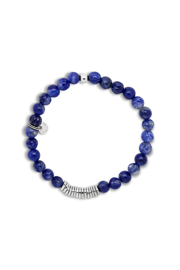 Tateossian - Sodalite & Black Rhodium Disc Stretch Bracelet