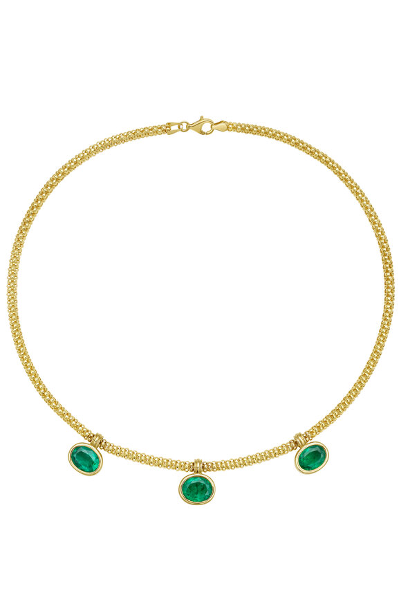 Ruchi 18K Yellow Gold Milia Emerald Necklace