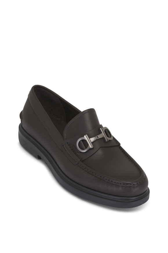 Ferragamo Tobias Dark Brown Leather Loafer