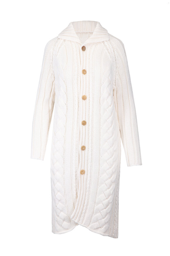 Frank & Eileen Cotswolds Ivory Cable Knit Coatigan Sweater - view 1
