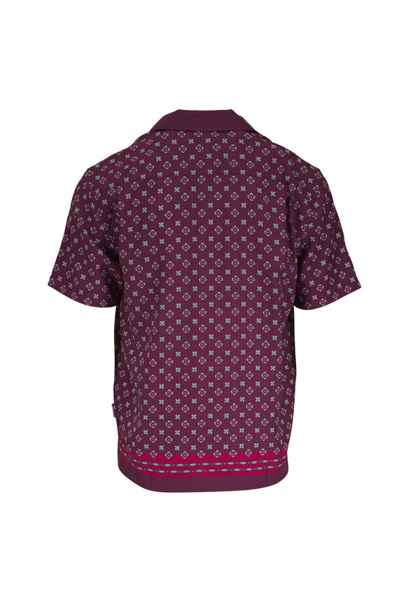 Orlebar Brown Matian Burgundy Damson Print Button Up Shirt - view 2
