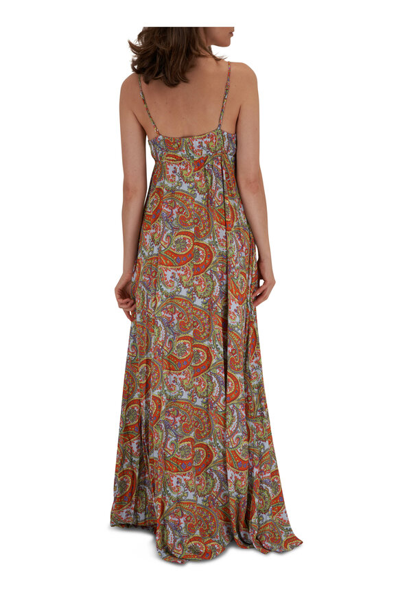 L'Agence - Stefani Light Blue Vintage Paisley Dress