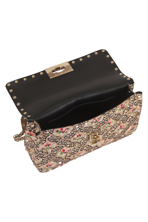 Valentino Garavani Small Floral Jacquard Rockstud Chain Shoulder Bag - view 5