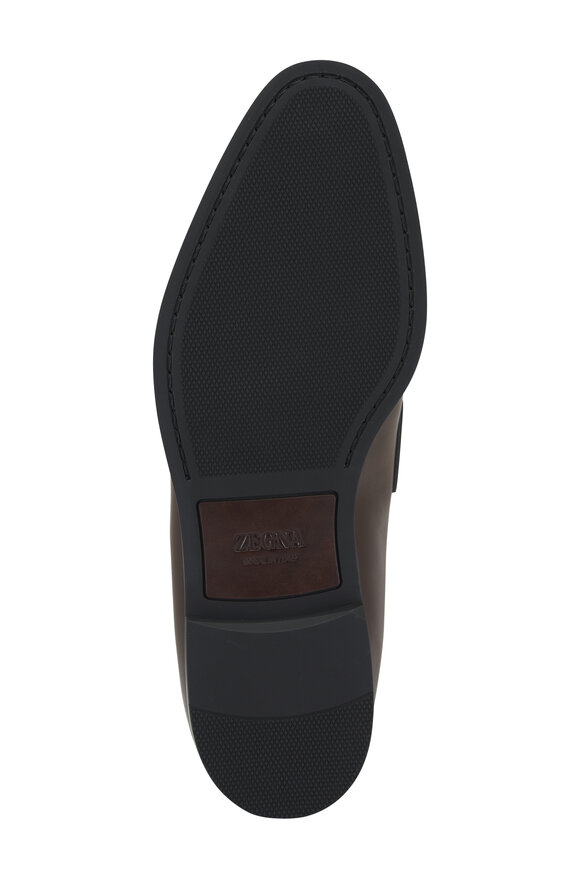 Zegna - Dark Brown Leather Penny Loafer
