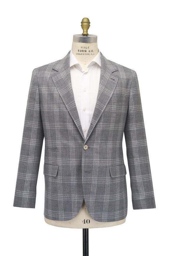Brunello Cucinelli Gray Plaid Sportcoat - view 3