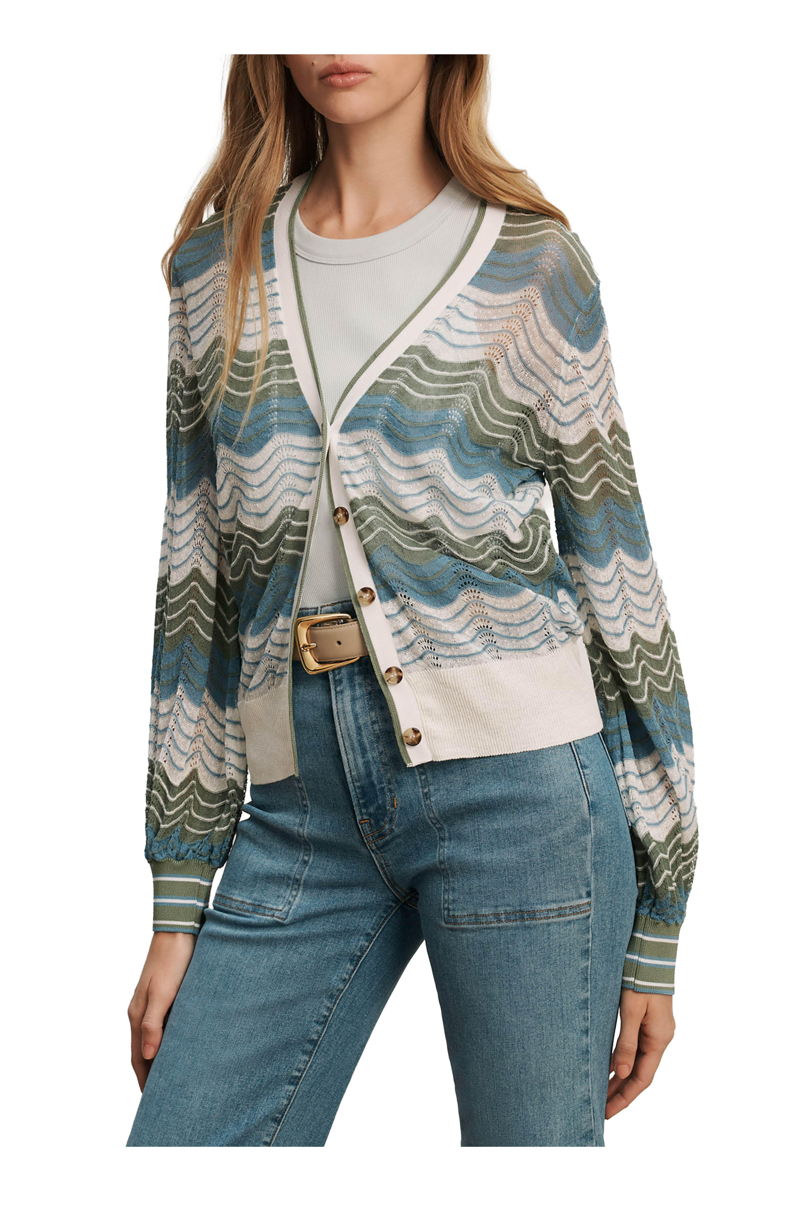 Veronica Beard - Laurinor Dove Multi Pointelle Cardigan