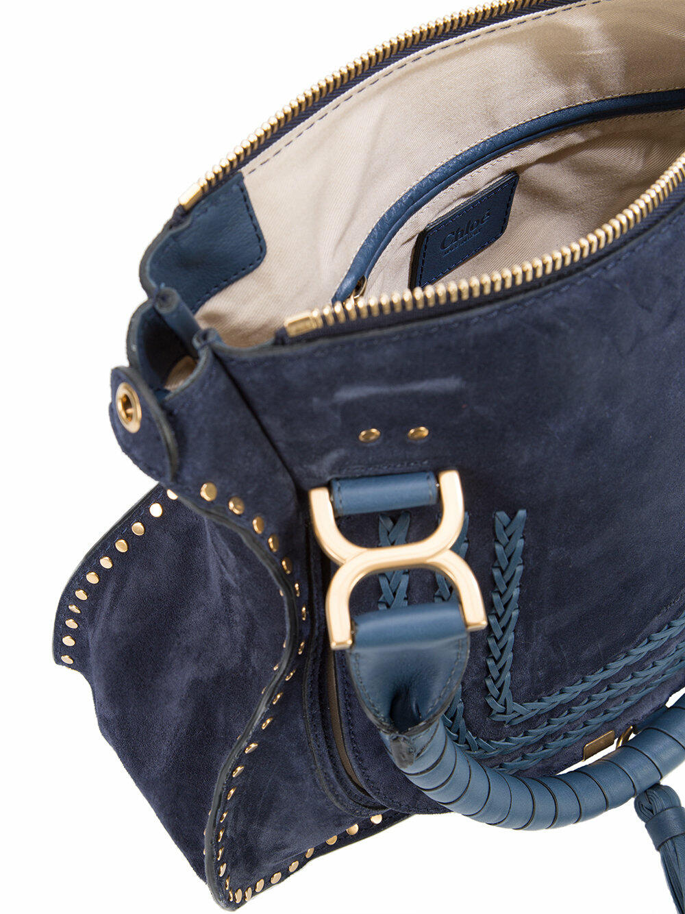 Chloé - Marcie Navy Suede Medium Shoulder Bag