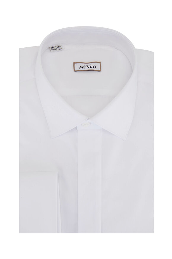 Atelier Munro - White Cotton Easy Care Tuxedo Shirt