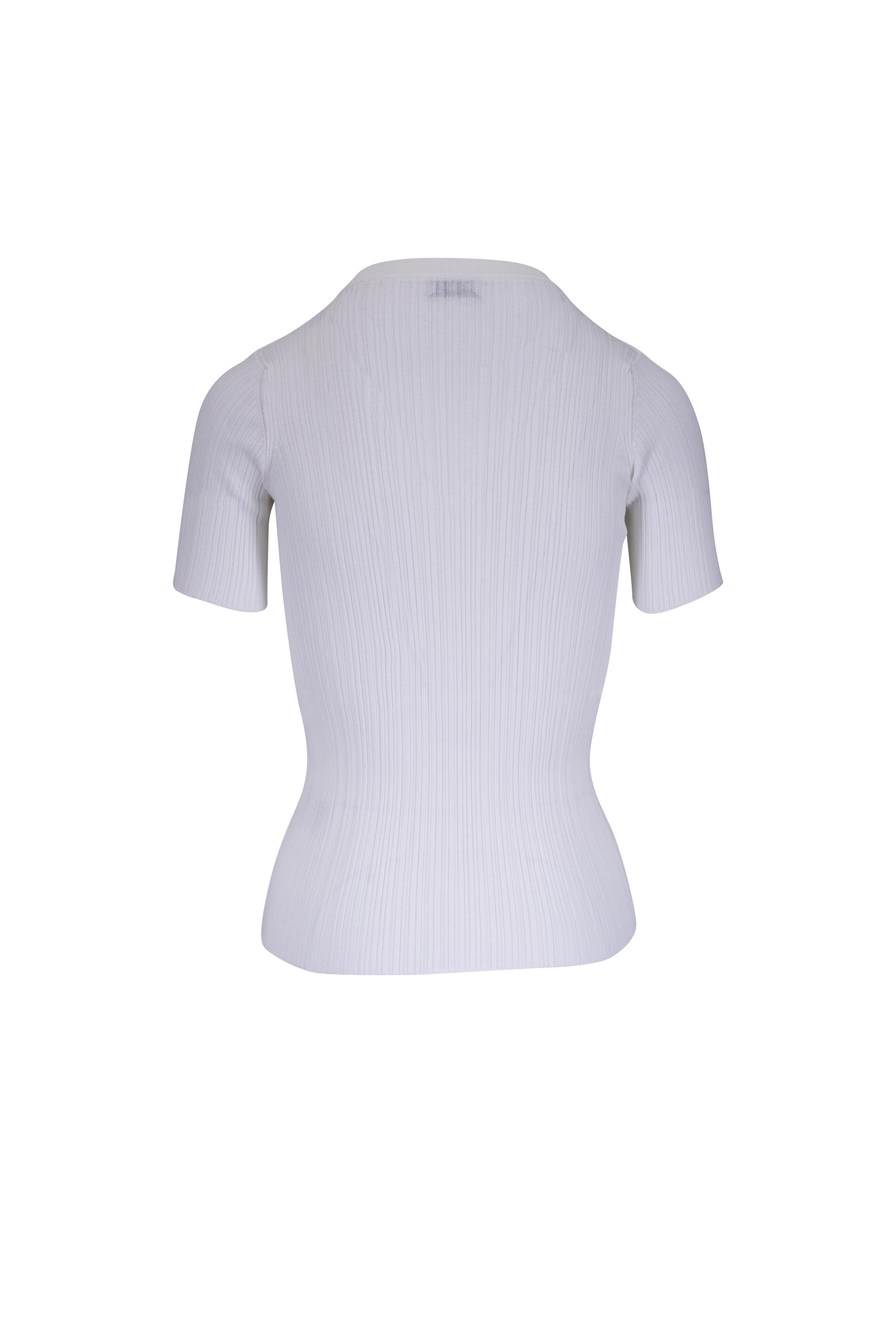 Agnona - White Cotton & Silk Micro Plisse Top