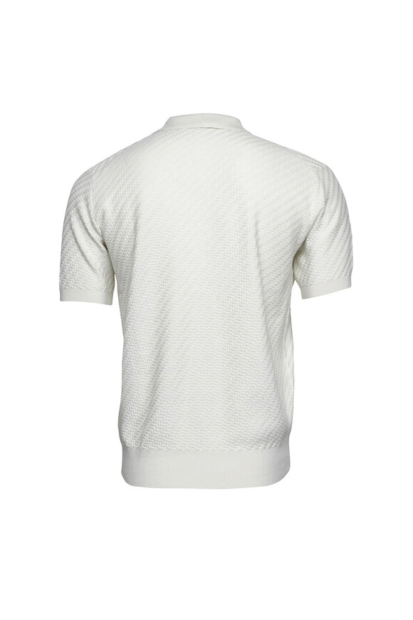 Brioni Ivory Woven Short Sleeve Polo - view 2