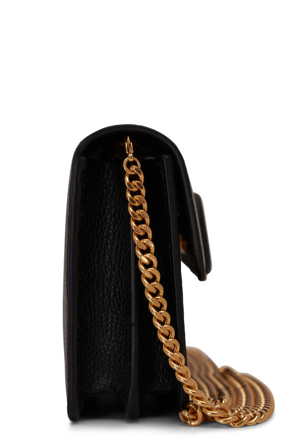 Valentino Garavani VLogo Black Leather Chain Wallet - view 4
