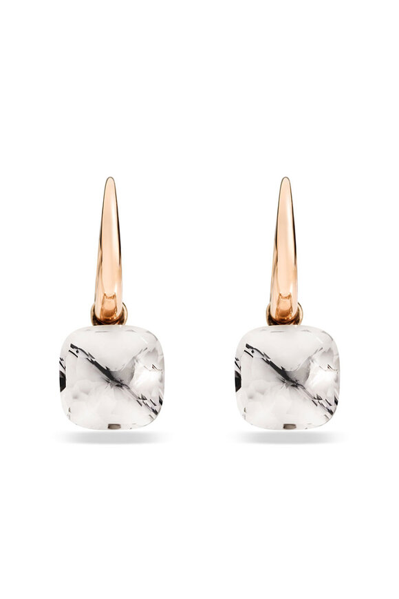 Pomellato 18k Rose Gold Petit Nudo White Topaz Earring - view 1