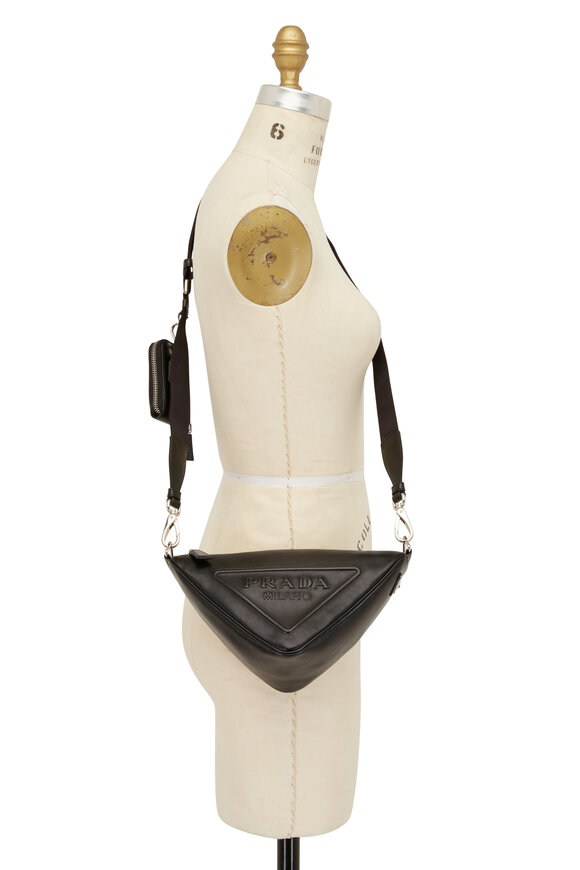 Prada - Black Embossed Leather Triangle Bag